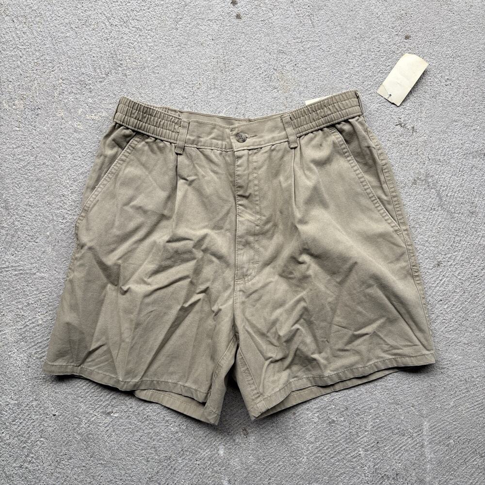 Vintage Woolrich Khaki Shorts Mens 30 Elastic Stretch Waist Pleated